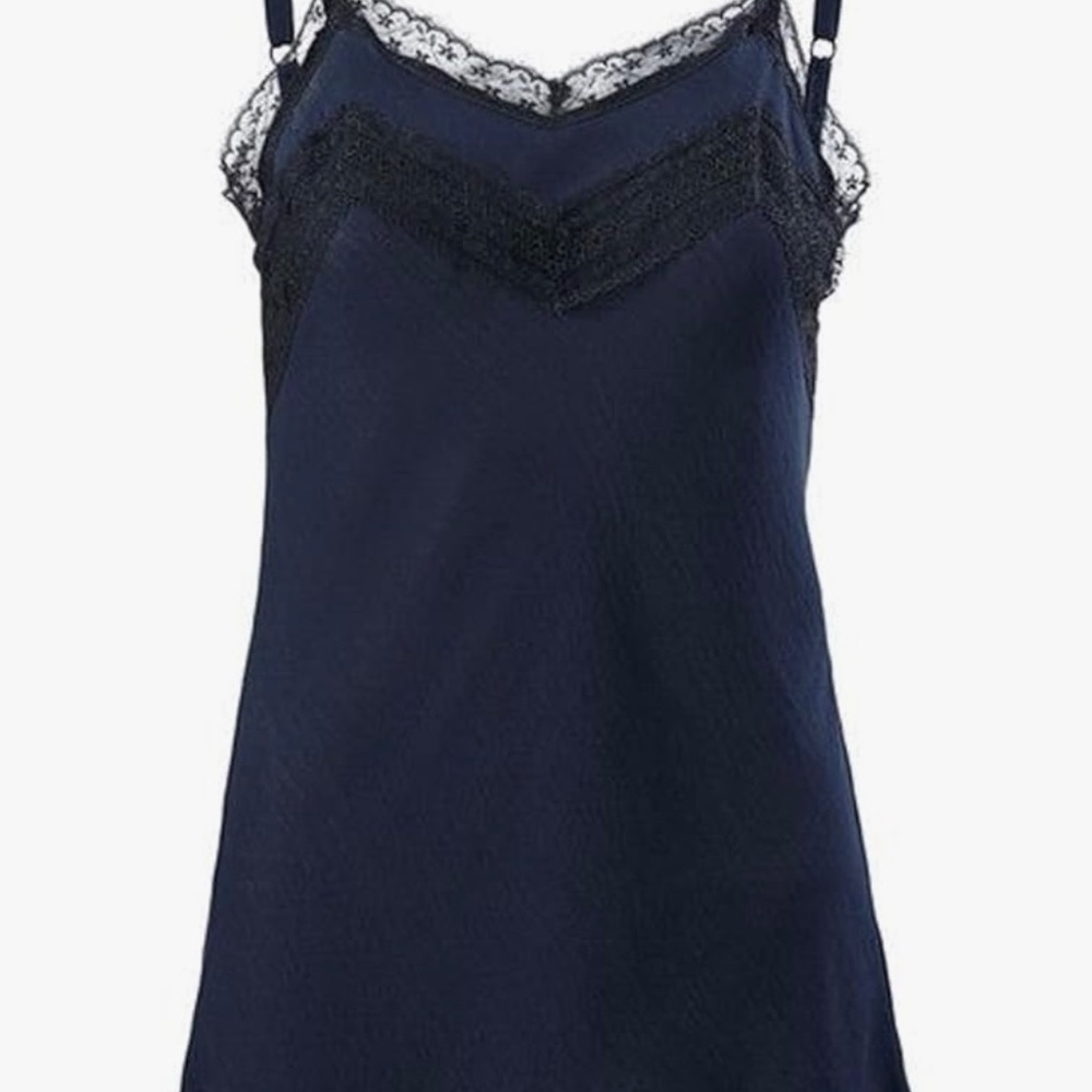 CABI 3083 Navy Cami with Black Lace Adjustable Straps Size XS